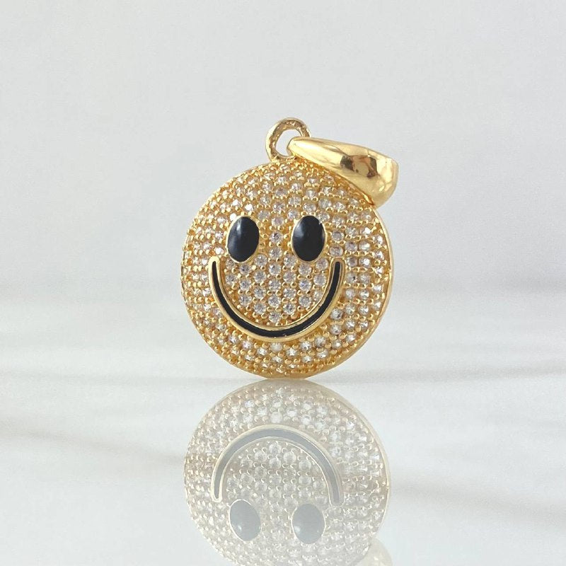 Pendant Happy Face 3.7gr / 3cm / White Zirconia 18K Yellow Gold ©
