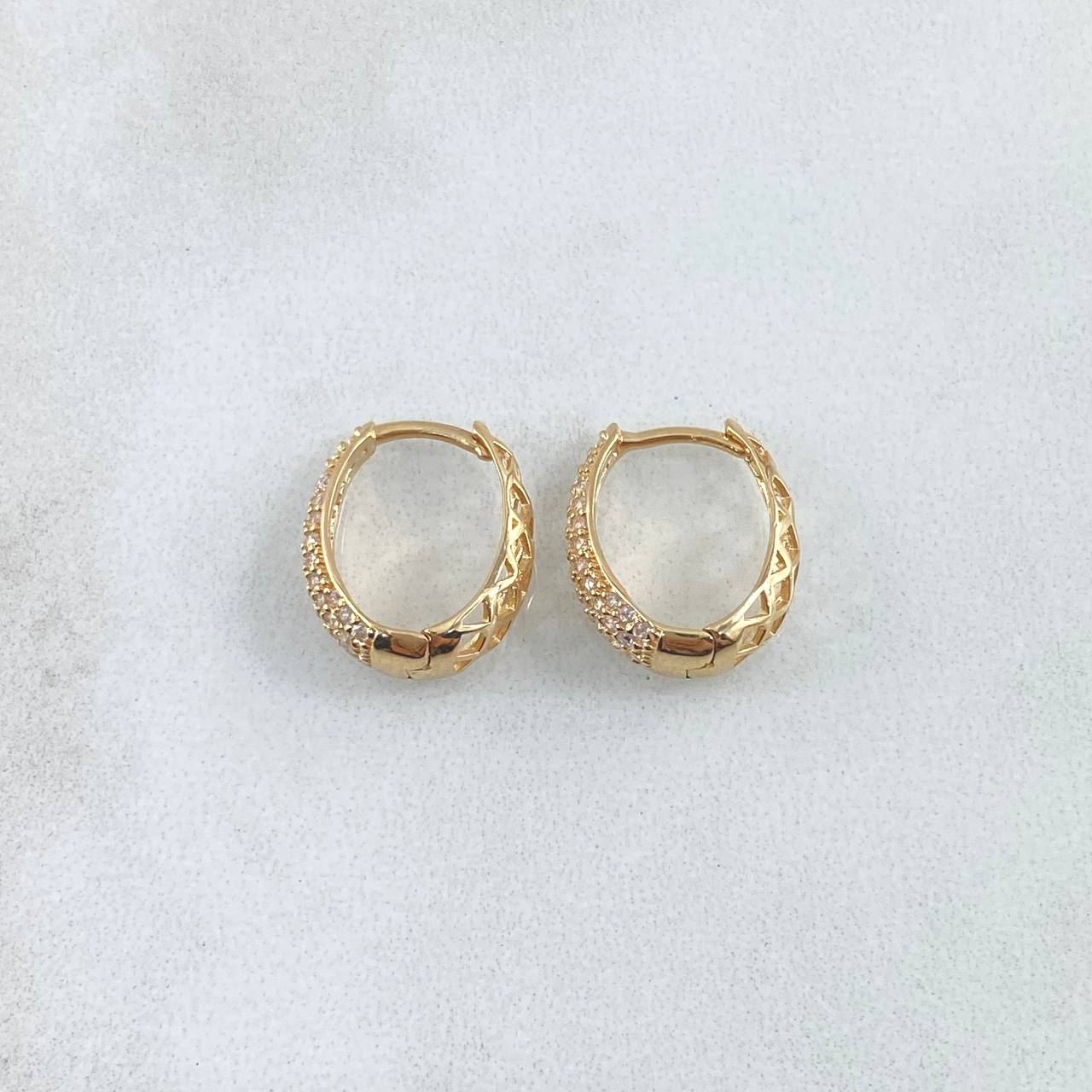 Candongas Dali Basteadas 2.45gr / 1.4cm / Circones Blancos Oro Amarillo 18K ©