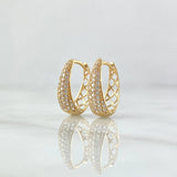 Candongas Dali Basteadas 2.45gr / 1.4cm / Circones Blancos Oro Amarillo 18K ©
