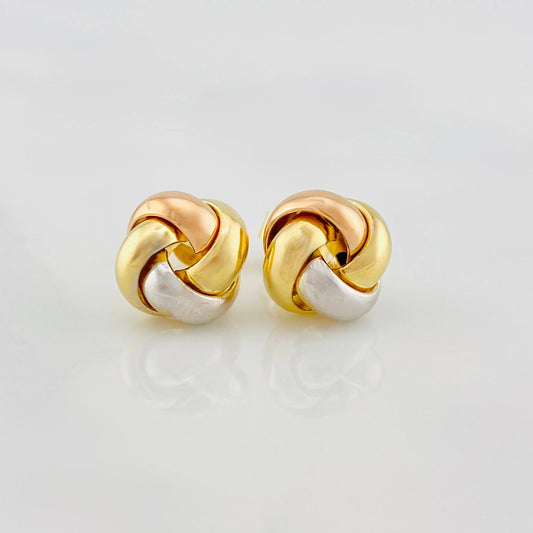 Stud Earrings Knot 1.8g / in / 9.6mm Three Golds 18K