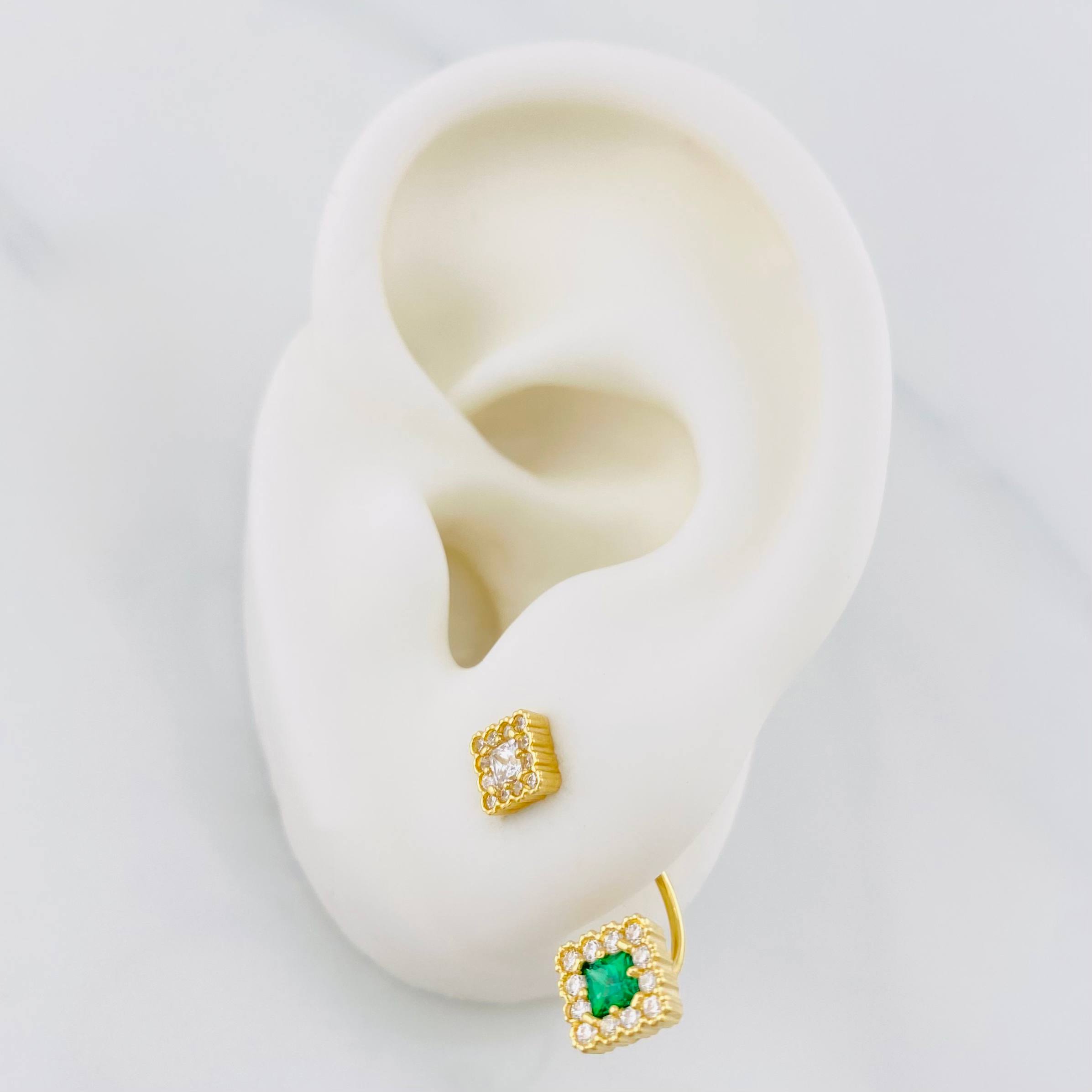Topos Halo cuadrado 3.3g / in / 6.5mm Oro Amarillo 18K