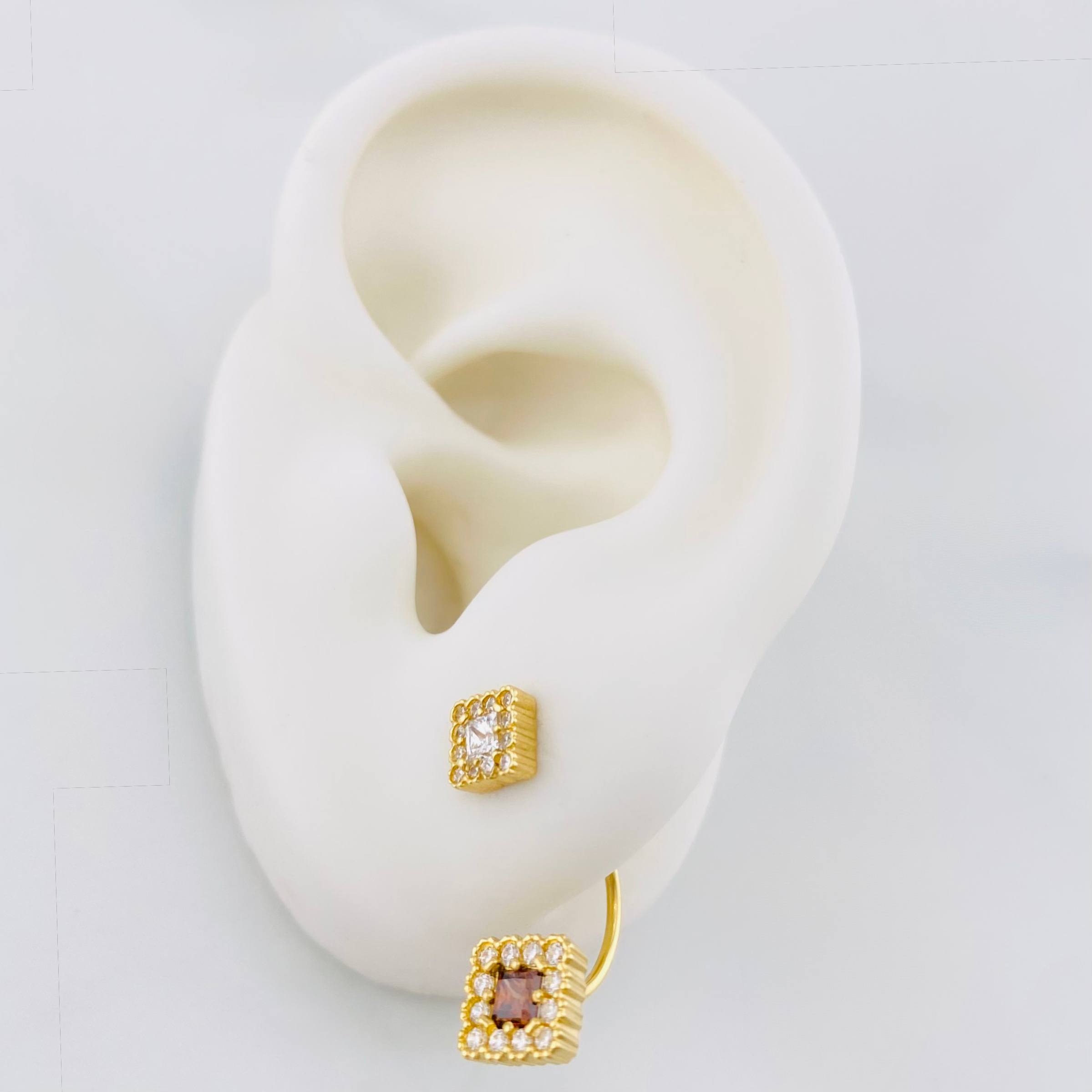Topos Halo cuadrado 3.3g / in / 6.5mm Oro Amarillo 18K