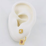 Topos Halo cuadrado 3.3g / in / 6.5mm Oro Amarillo 18K