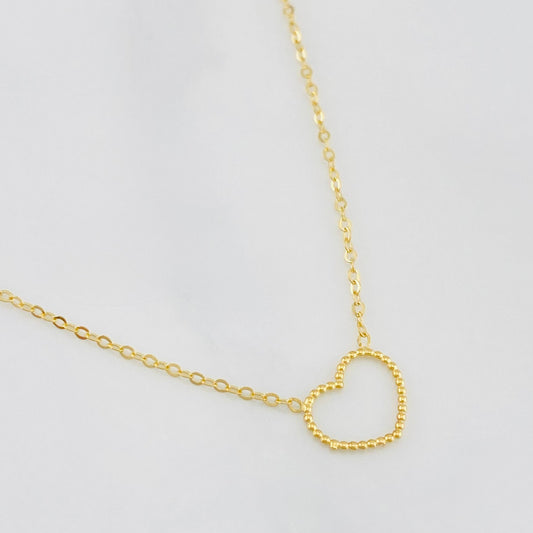 Cadena Aro seguido silueta corazón 1.3g / 18 in / 1mm Oro Amarillo 18K