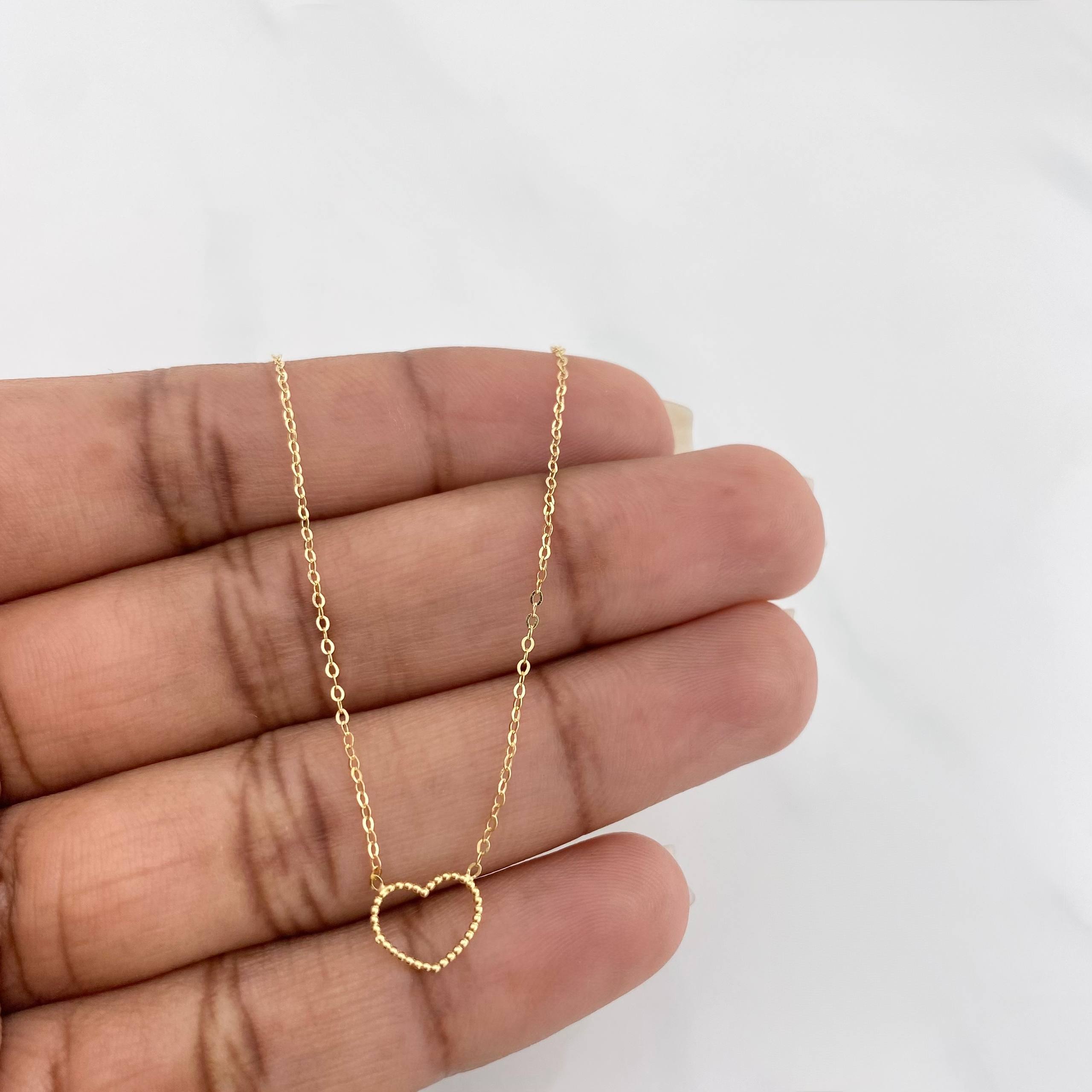 Cadena Aro seguido silueta corazón 1.3g / 18 in / 1mm Oro Amarillo 18K