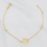 Pulso Aro seguido silueta estrella 1.15g / 7 in-16 1/2in / 3mm Oro Amarillo 18K