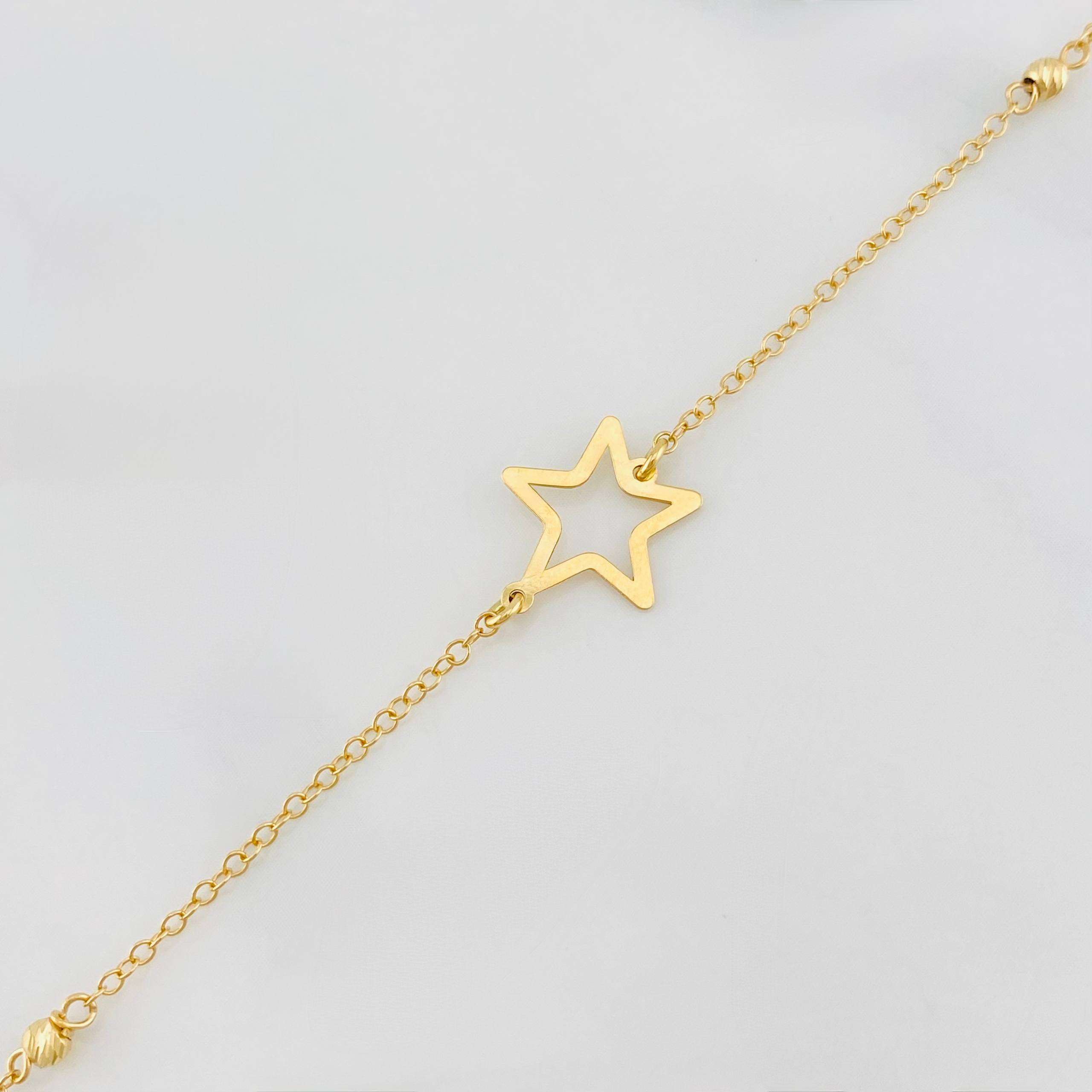 Pulso Aro seguido silueta estrella 1.15g / 7 in-16 1/2in / 3mm Oro Amarillo 18K