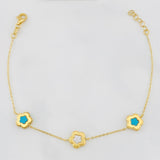 Pulso Aro seguido flor 2.2g / 7 3/4 in-7 in / 1mm Oro Amarillo 18K