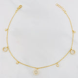 Tobillera Aro seguido círculos 3g / 9 3/4 in-9 1/4 in / 1.2mm Oro Amarillo 18K
