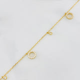 Tobillera Aro seguido círculos 3g / 9 3/4 in-9 in / 1.3mm Oro Amarillo 18K