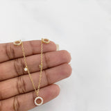 Tobillera Aro seguido círculos 3g / 9 3/4 in-9 1/4 in / 1.2mm Oro Amarillo 18K