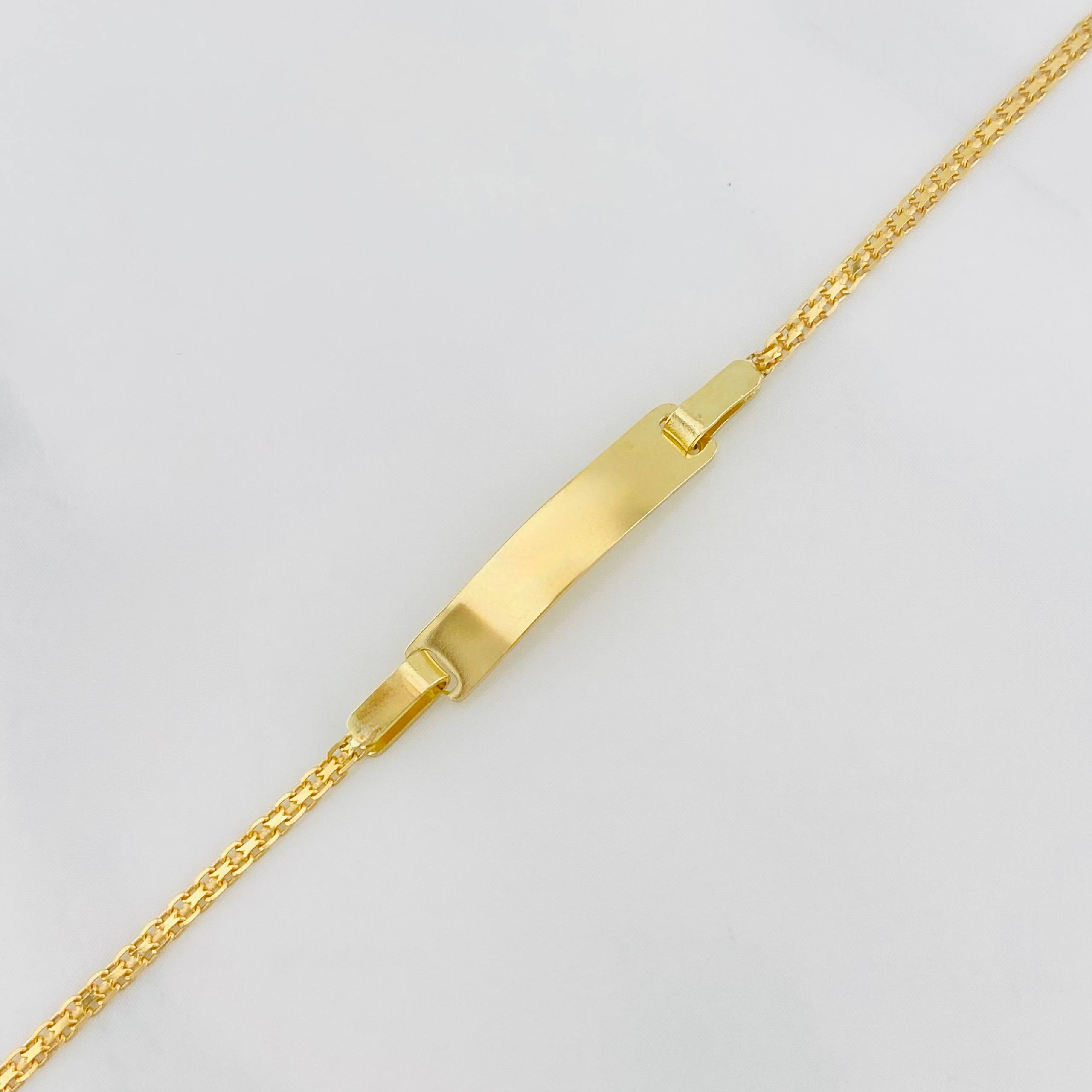 Pulso Chino placa rectangular 1.65g / 6 1/4 in / 1.5mm Oro Amarillo 18K