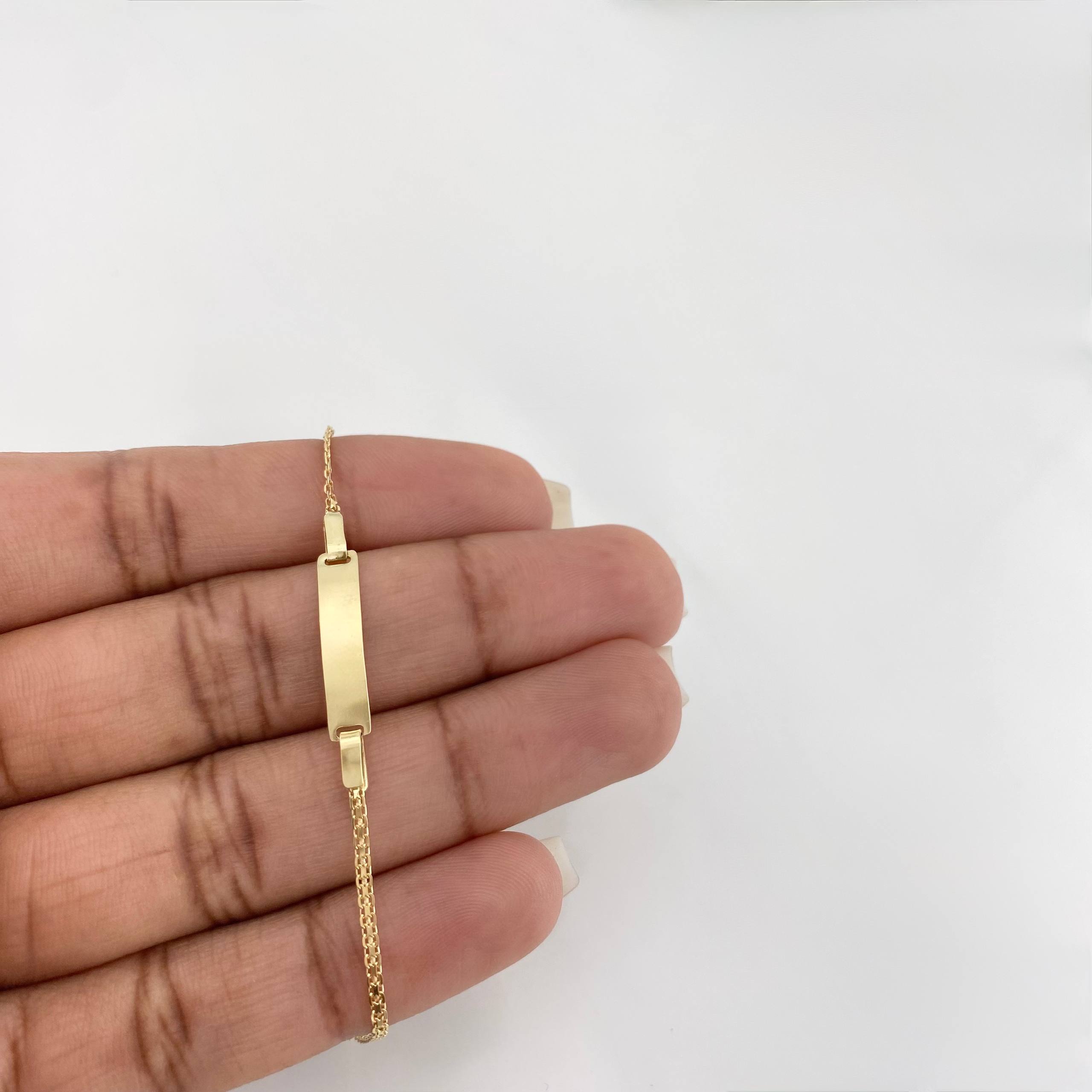 Pulso Chino placa rectangular 1.65g / 6 1/4 in / 16.3mm Oro Amarillo 18K