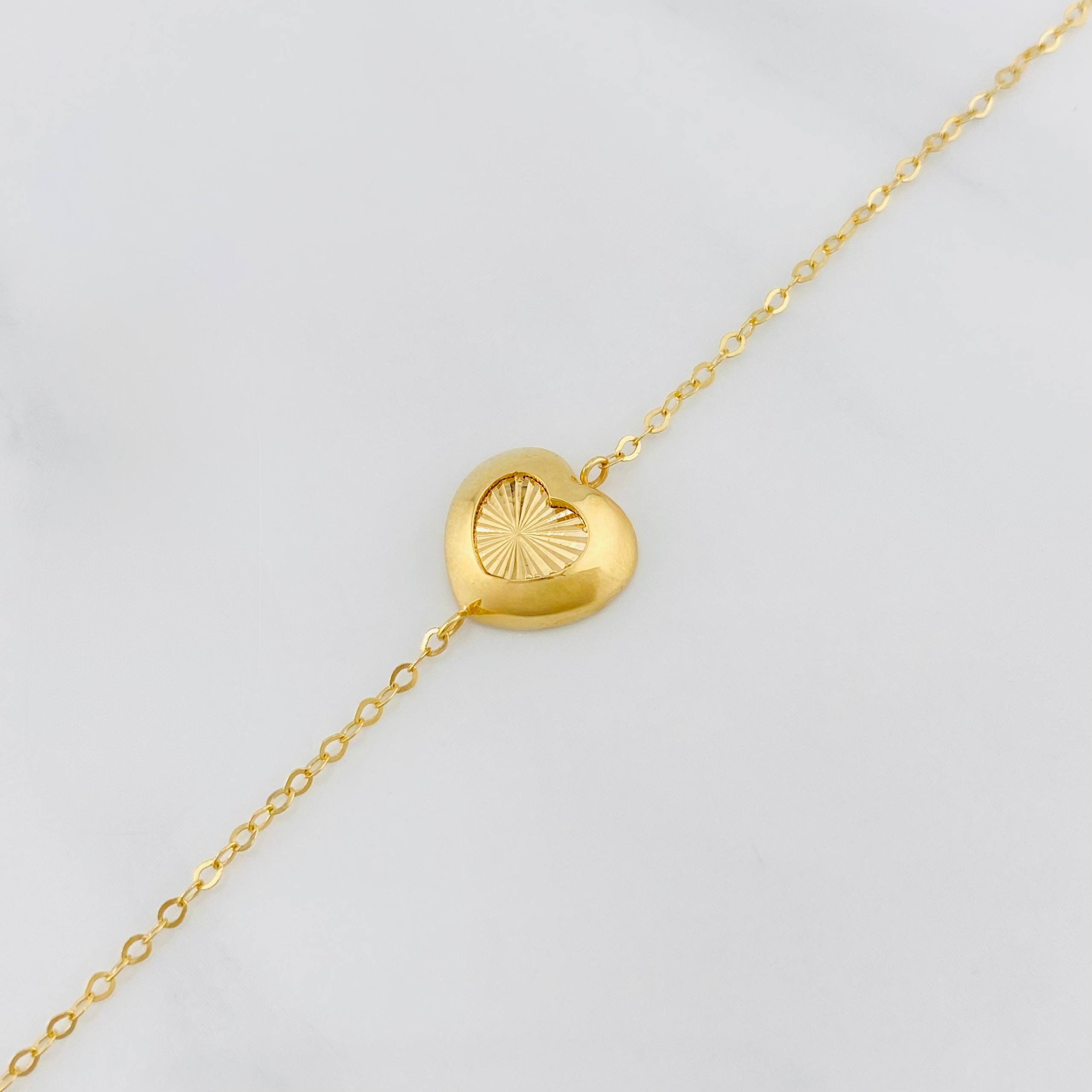 Pulso Aro seguido corazón 1.85g / 7 1/4 in-6 3/4 in / 1.3mm Oro Amarillo 18K