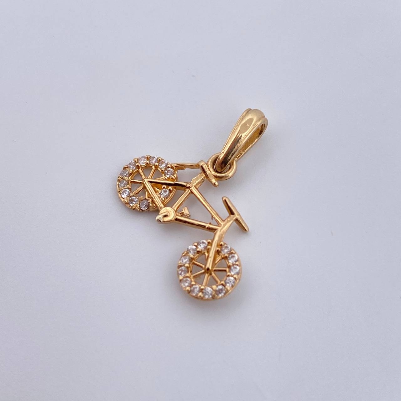 Pendant Bicycle 1gr / 1.8cm / White Zircons 18K Yellow Gold &