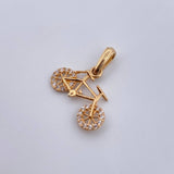 Pendant Bicycle 1gr / 1.8cm / White Zircons 18K Yellow Gold &