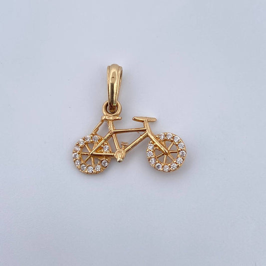 Pendant Bicycle 1gr / 1.8cm / White Zircons 18K Yellow Gold &