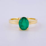 Anillo Solitario Ovalo 3.4gr / T6 1/4 / Esmeralda 2.0 Qts Oro Amarillo 18K (Joya)╦