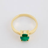 Anillo Solitario Ovalo 3.4gr / T6 1/4 / Esmeralda 2.0 Qts Oro Amarillo 18K (Joya)╦