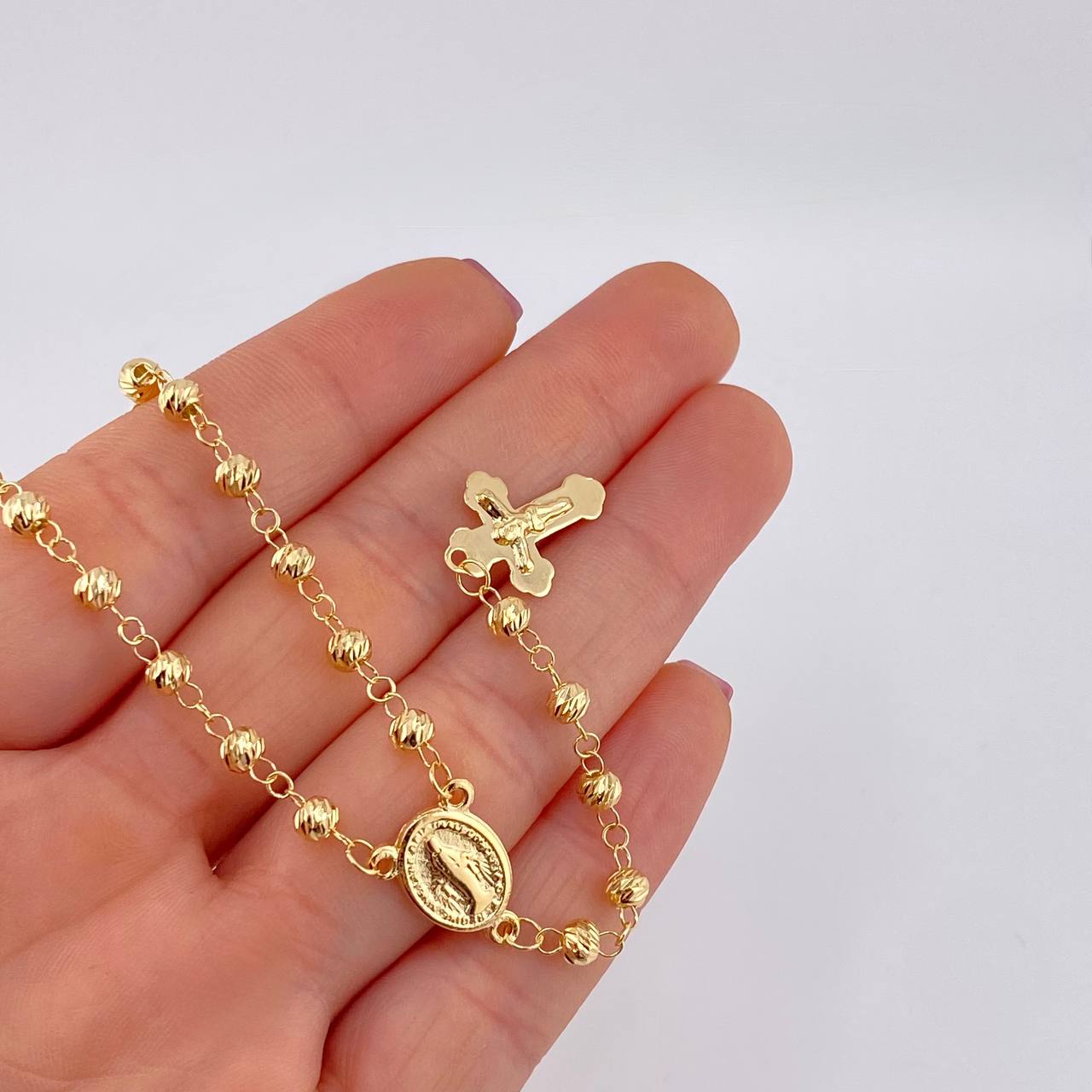 Rosario Virgen milagrosa 9.65g / 23 in / 4mm Oro Amarillo 18K