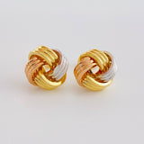 Stud Earrings Knot 2.55g / in / 10.2mm Three Golds 18K