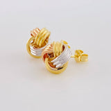 Stud Earrings Knot 2.55g / in / 10.2mm Three Golds 18K