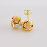 Stud Earrings Knot 2.55g / in / 10.2mm Three Golds 18K