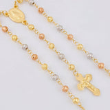 Rosary Virgin of the Miraculous Cross Christ 9.4g / 23 in / 4.5mm Three Golds 18K