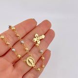 Rosary Virgin of the Miraculous Cross Christ 9.45g / 23 in / 4.5mm Three Golds 18K