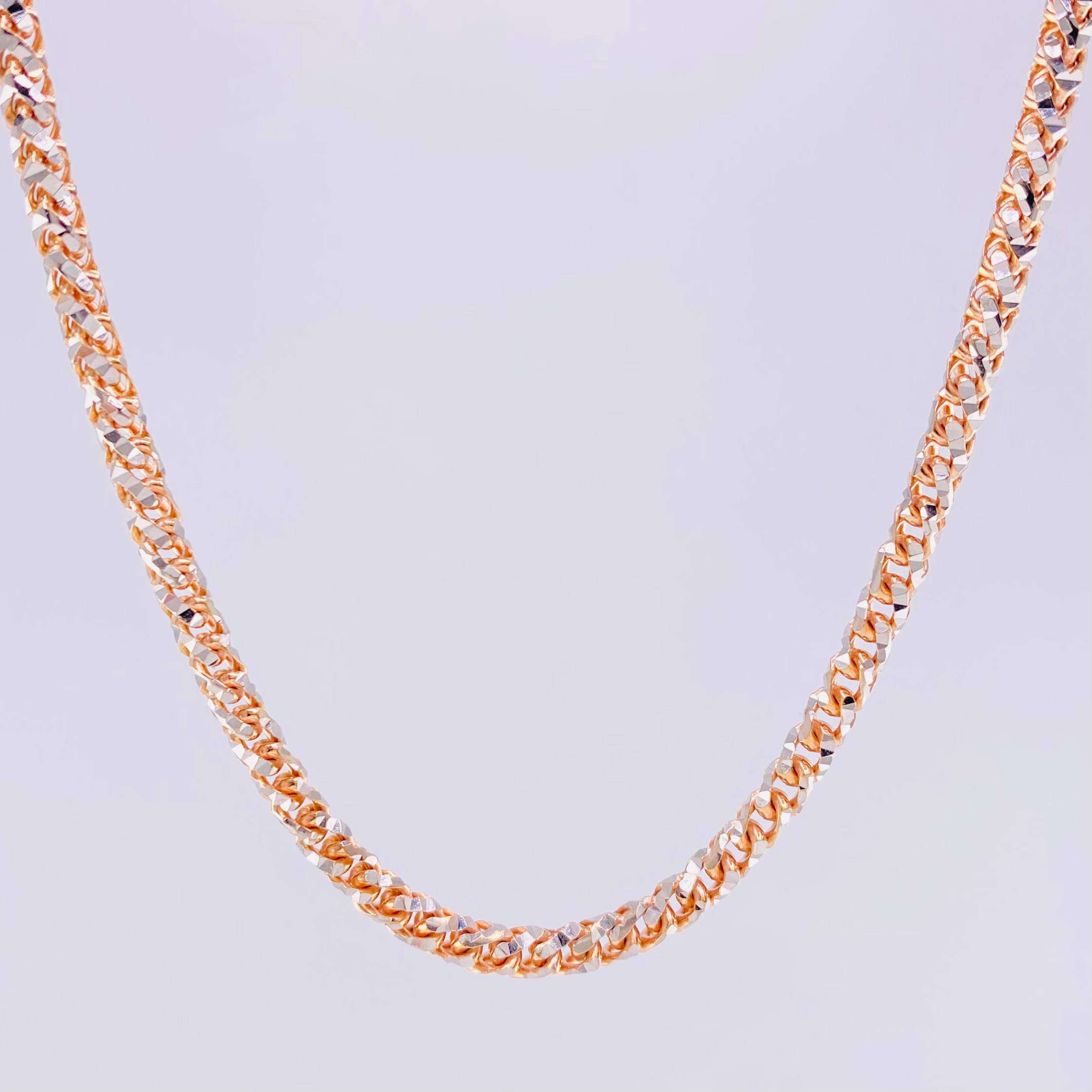 Cadena Franco 34.1g / 23 3/4 in / 3.15mm Dos Oros Blanco Rosa 18K