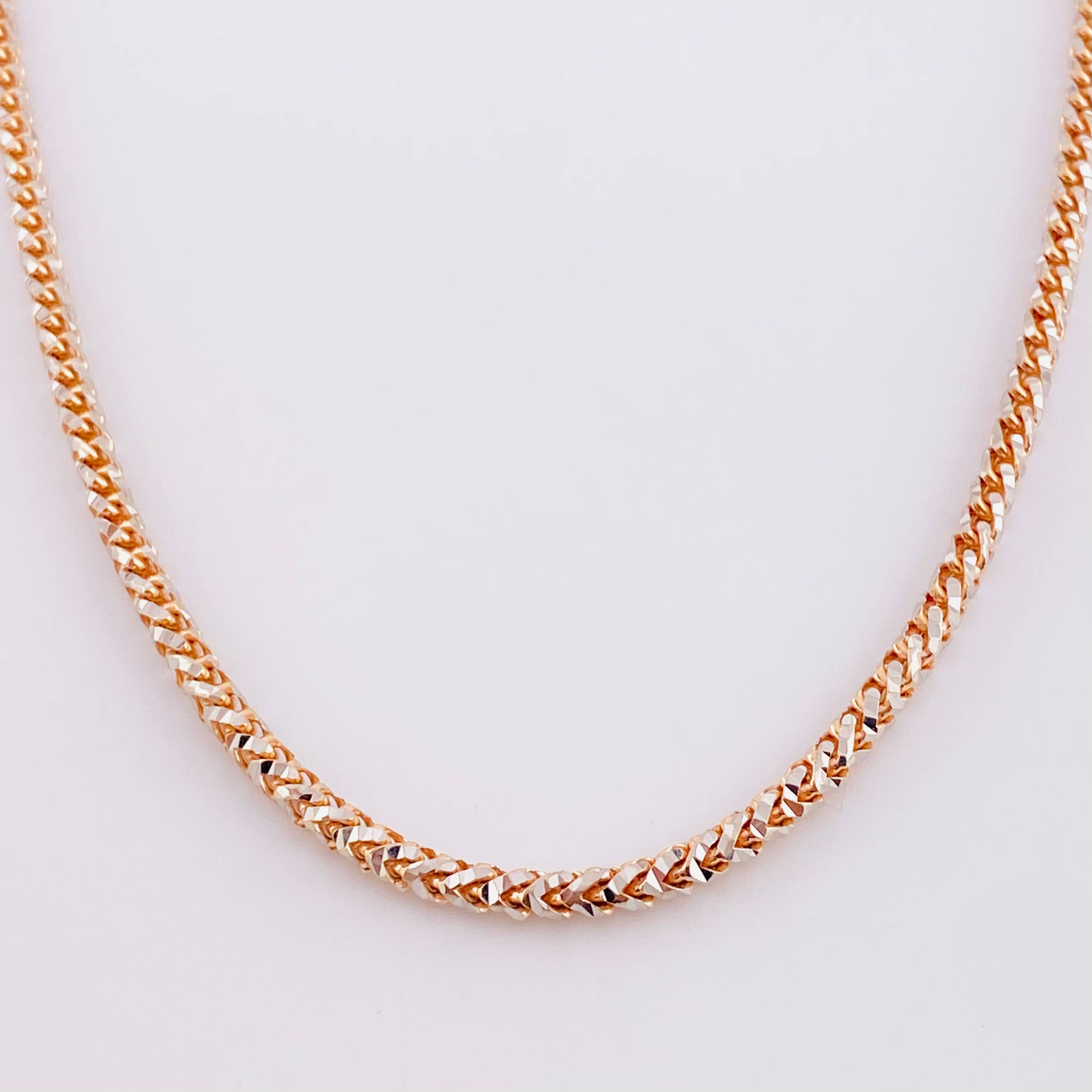 Cadena Franco 34.1g / 23 3/4 in / 3.15mm Dos Oros Blanco Rosa 18K