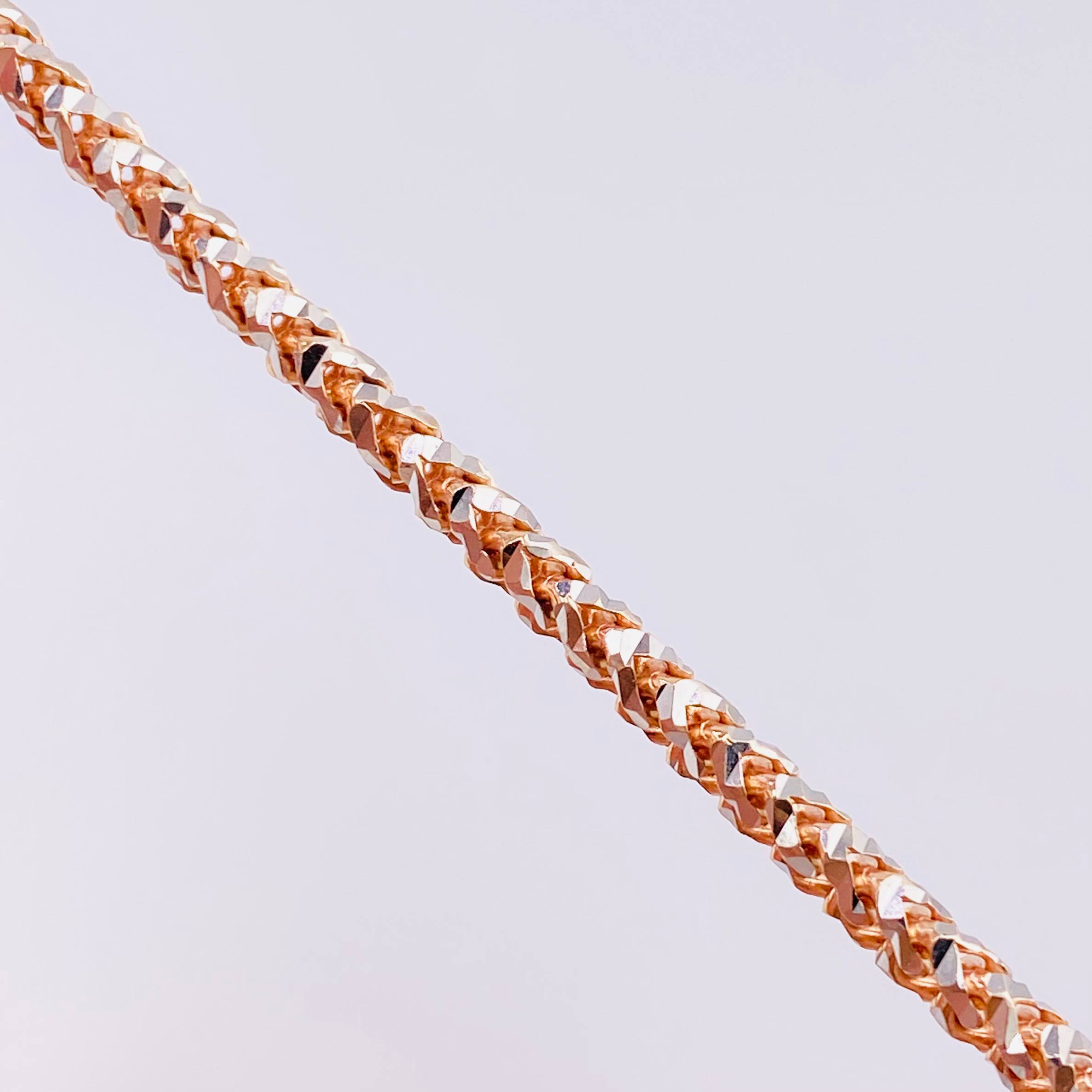 Cadena Franco 34.1g / 23 3/4 in / 3.15mm Dos Oros Blanco Rosa 18K
