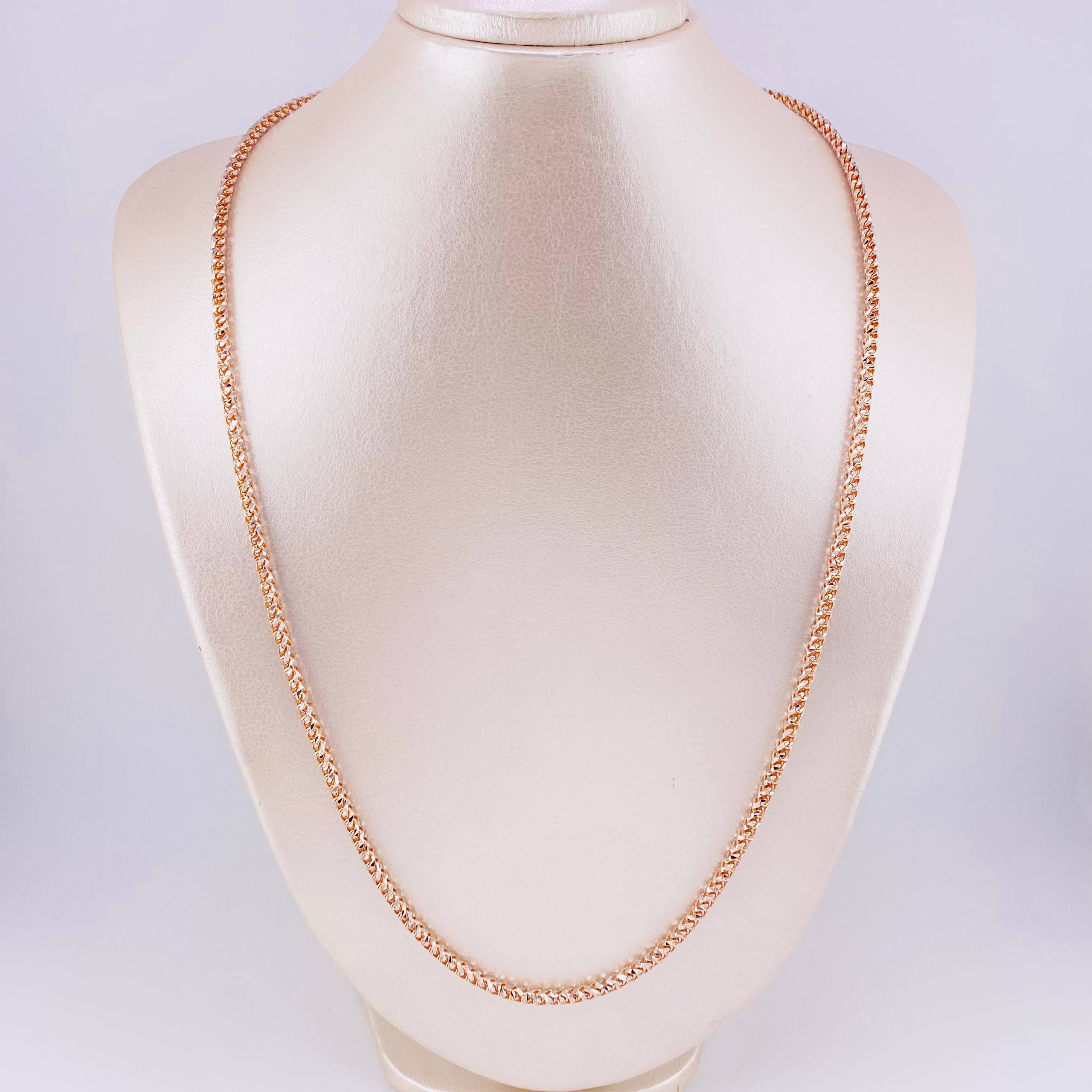 Cadena Franco 34.1g / 23 3/4 in / 3.15mm Dos Oros Blanco Rosa 18K