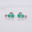 Stud Earrings Circular Line Emerald 41pts 1.2g / in / 1 cm Silver 950