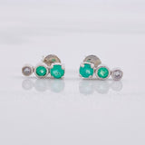 Stud Earrings Circular Line Emerald 41pts 1.2g / in / 1 cm Silver 950