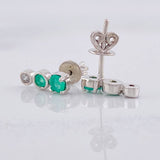 Stud Earrings Circular Line Emerald 41pts 1.2g / in / 1 cm Silver 950