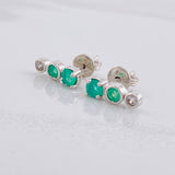 Stud Earrings Circular Line Emerald 41pts 1.2g / in / 1 cm Silver 950