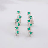 Stud Earrings Serpentine Emeralds 22pts 1.55g / in / 1.8cm Silver 950