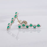Stud Earrings Serpentine Emeralds 22pts 1.55g / in / 1.8cm Silver 950