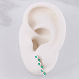 Stud Earrings Serpentine Emeralds 22pts 1.55g / in / 1.8cm Silver 950