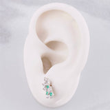Stud Earrings Sequential Leaves Emeralds 7pts 1.8g / in / 5.8mm Silver 950