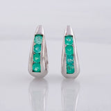 Hoop Earrings U Emeralds 44pts 2.05g / 1/2 in Silver 925