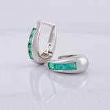 Hoop Earrings U Emeralds 44pts 2.05g / 1/2 in Silver 925