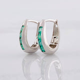 Hoop Earrings U Emeralds 44pts 2.05g / 1/2 in Silver 925