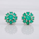 Topos Flor Ocho Petalos Esmeraldas 87pts 2.3g / in / 9.3mm Plata 950