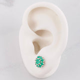 Topos Flor Ocho Petalos Esmeraldas 87pts 2.3g / in / 9.3mm Plata 950