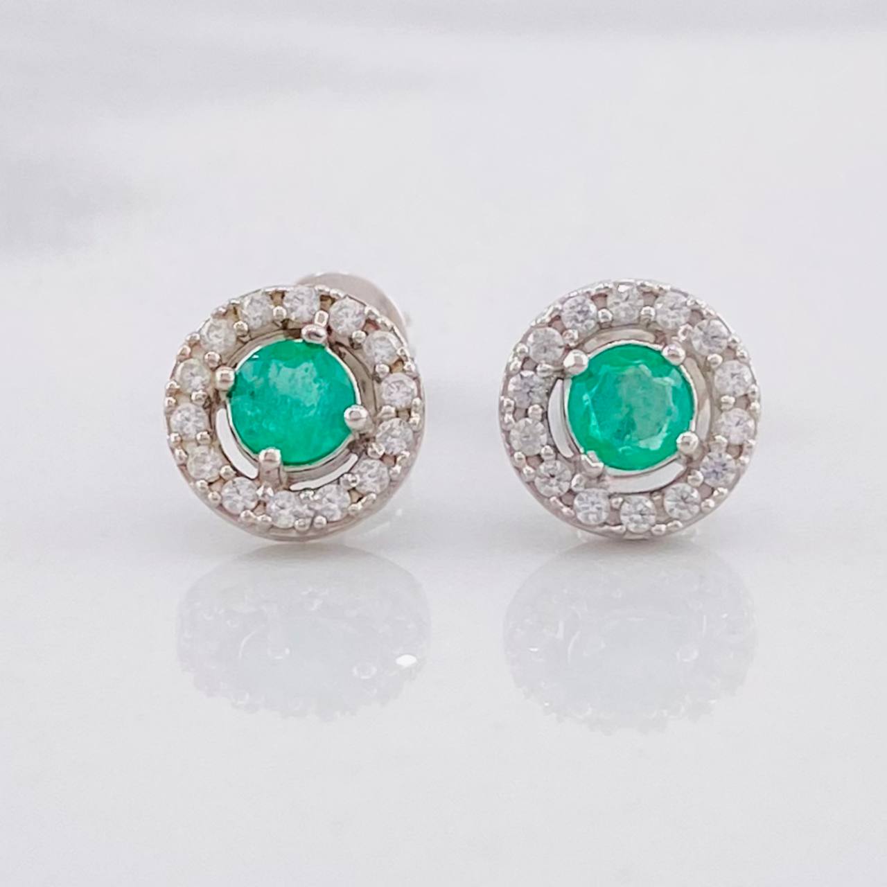 Stud Earrings Scepter Emerald 24pts 1.35g / in / 7mm Silver 950