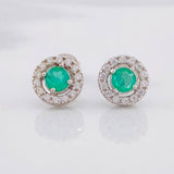 Stud Earrings Scepter Emerald 24pts 1.35g / in / 7mm Silver 950