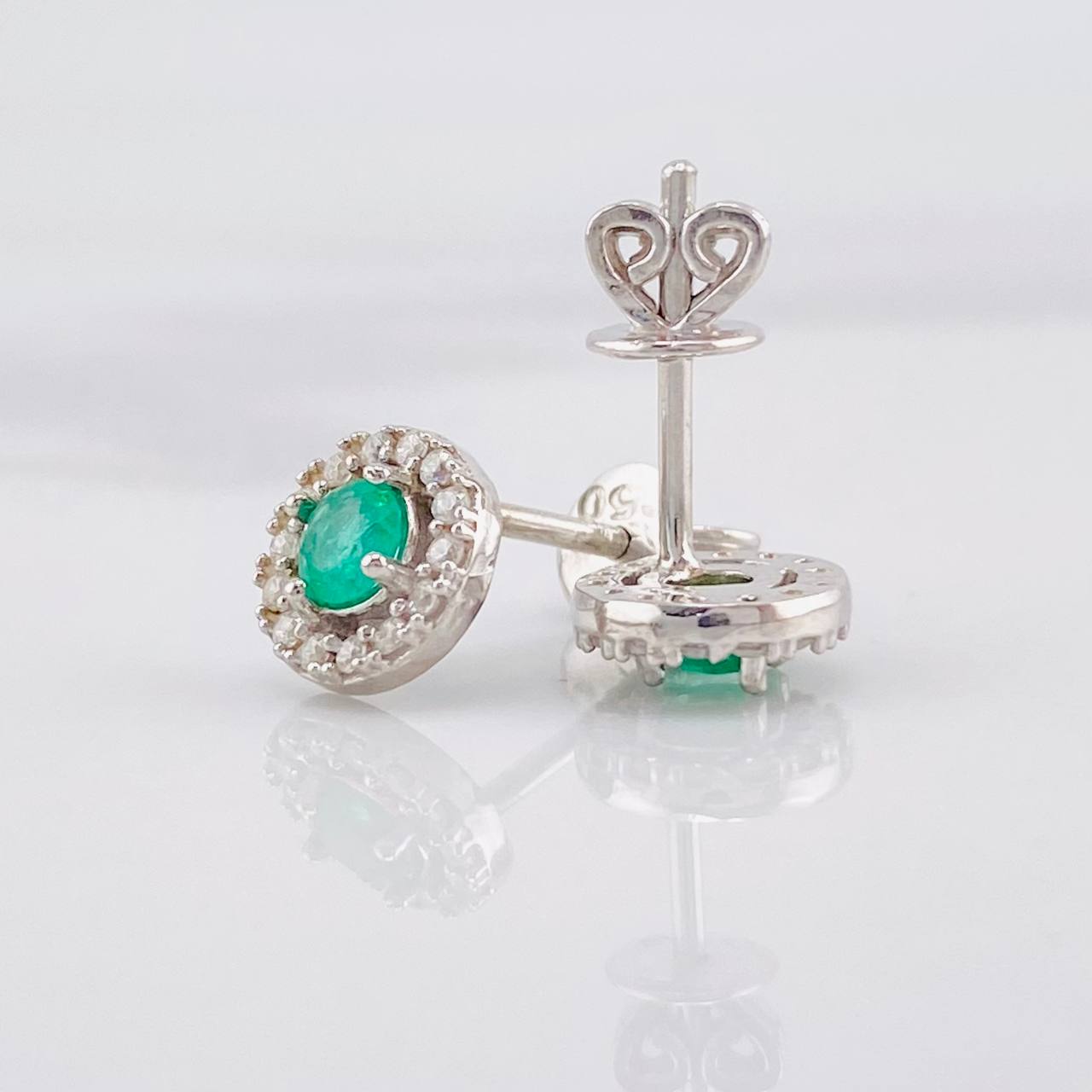 Stud Earrings Scepter Emerald 24pts 1.35g / in / 7mm Silver 950
