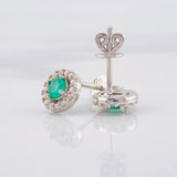 Stud Earrings Scepter Emerald 24pts 1.35g / in / 7mm Silver 950
